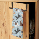 Labradoodle / Goldendoodle Bones and Paws Tea Towel<br><div class="desc">Cute Labradoodle / Goldendoodle dogs sit and stand and rollover with cream,  apricot,  chocolate,  black and parti coats  with scattered dog bones and pawprints pattern.</div>