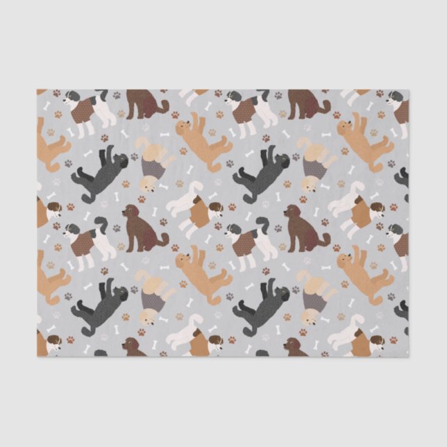 Labradoodle / Goldendoodle Bones and Paws Tissue Paper (Front)