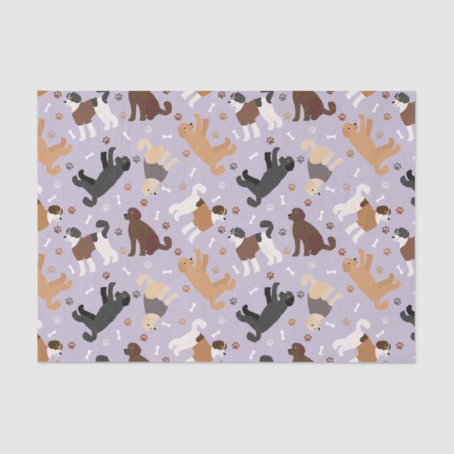 Labradoodle / Goldendoodle Bones and Paws Tissue Paper (Front)