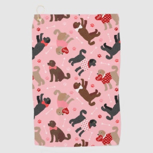 Labradoodle / Goldendoodle Valentine Pattern Golf Towel