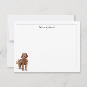 Labradoodle Grey Border Personalised Card