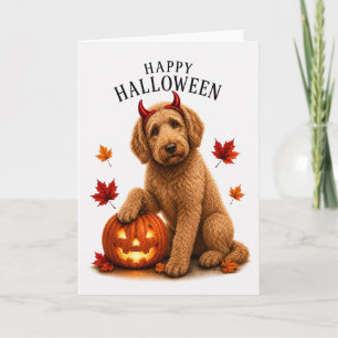 Labradoodle Halloween Devil Dog Card