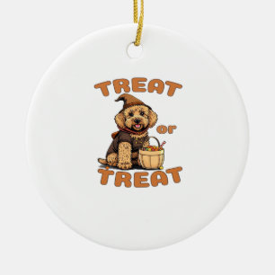 Labradoodle Halloween Dog Costume �Treat or Treat� Ceramic Tree Decoration