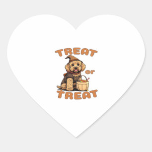 Labradoodle Halloween Dog Costume �Treat or Treat� Heart Sticker
