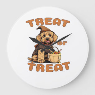 Labradoodle Halloween Dog Costume �Treat or Treat� Large Clock