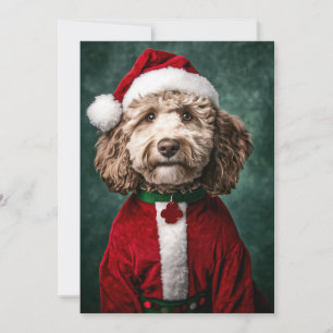Labradoodle in Festive Christmas Attire Invitation