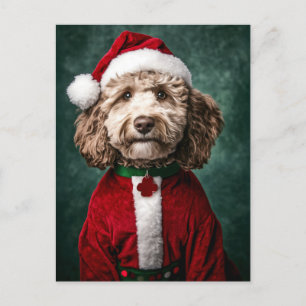 Labradoodle in Festive Christmas Attire Postcard