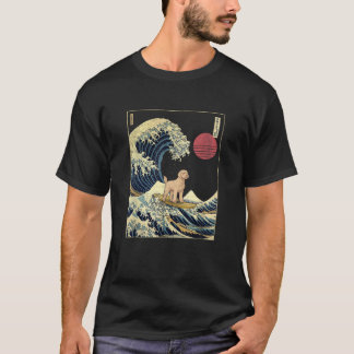 Labradoodle Japanese Kanagawa Wave Funny Surf Dog  T-Shirt