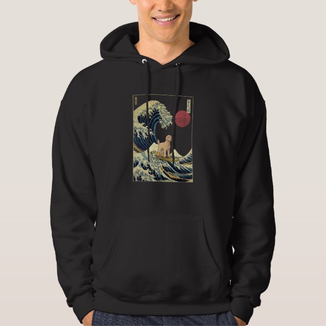 Labradoodle Japanese Kanagawa Wave  Surf Dog 1 Hoodie (Front)
