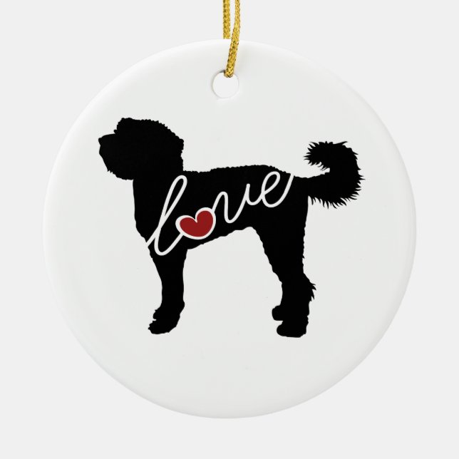 Labradoodle Love Ceramic Tree Decoration (Front)