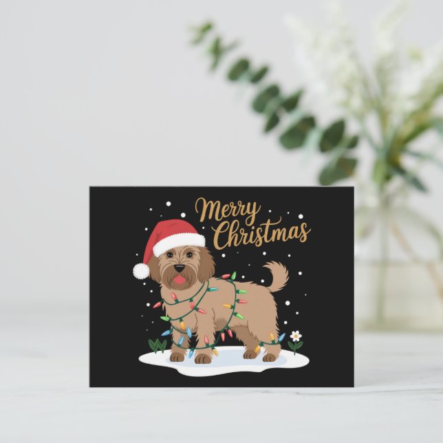 Labradoodle Merry Christmas Funny Xmas Dog Lover Holiday Postcard (Standing Front)