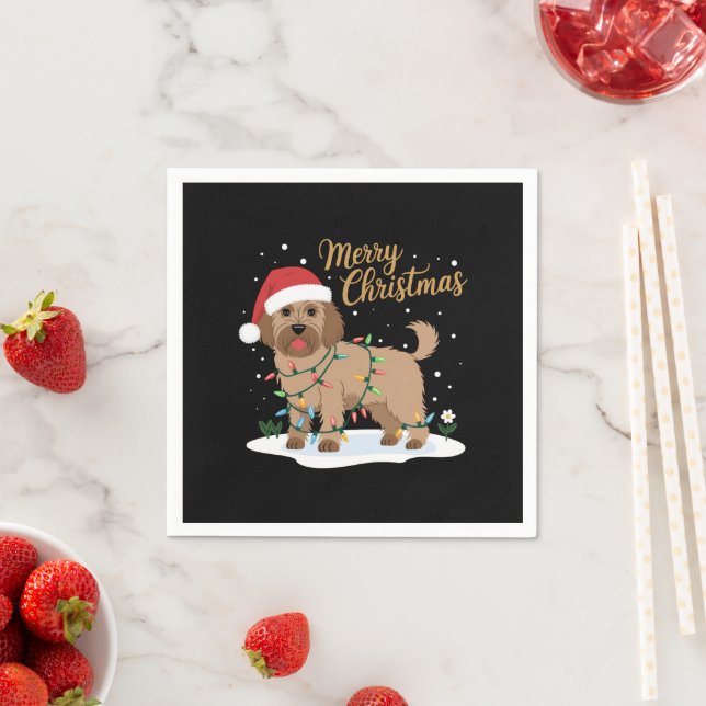 Labradoodle Merry Christmas Funny Xmas Dog Lover Napkin (Insitu)
