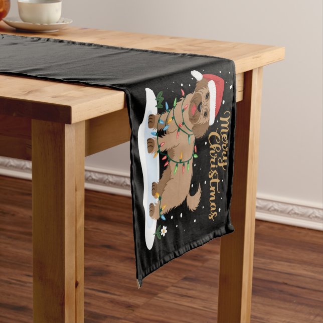Labradoodle Merry Christmas Funny Xmas Dog Lover Short Table Runner (In Situ)