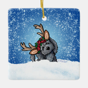 Labradoodle Reindeer Ceramic Ornament