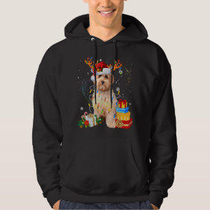 Labradoodle Reindeer Christmas Lights Funny Dog Xm Hoodie