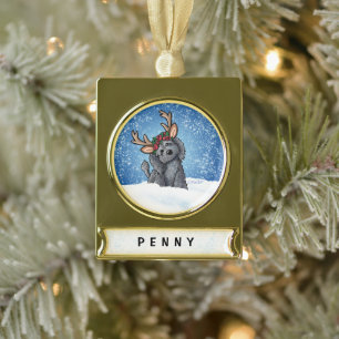 Labradoodle Reindeer Christmas Ornament