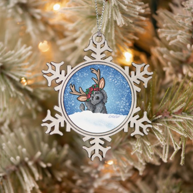 Labradoodle Reindeer Snowflake Ornament  (Tree)