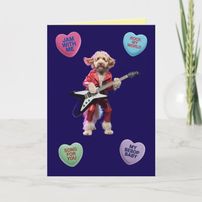 Labradoodle Rocker Valentine Card (Front)