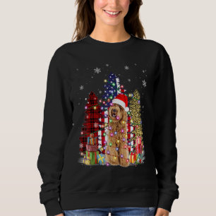 Labradoodle Santa Hat Light Buffalo Plaid Leopard Sweatshirt