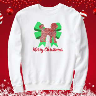 Labradoodle Silhouette Dog & Green Bow Christmas Sweatshirt