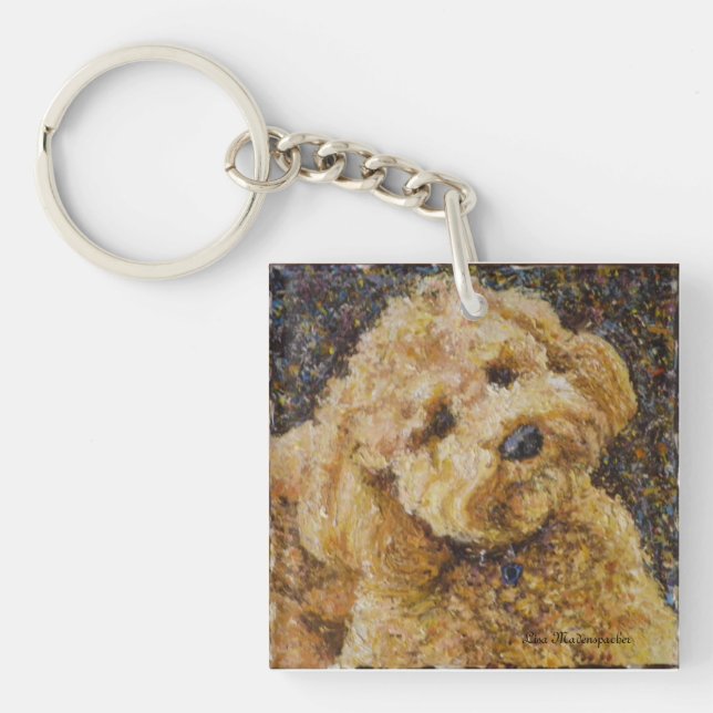 Labradoodle Square Key Chain (Front)