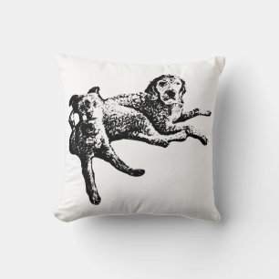 Labradoodle & Terrier Duo Ink Art Throw Pillow