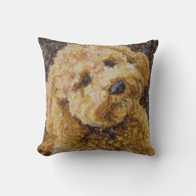 Labradoodle Throw Pillow (Front)
