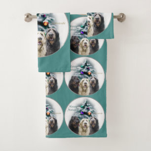 Labradoodle Trio Christmas Bath Towel Set