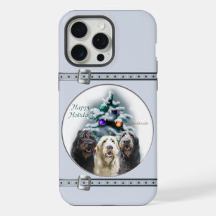 Labradoodle Trio Cute Blue Christmas Holidays iPhone 15 Pro Max Case