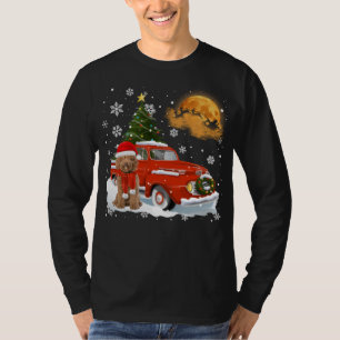 Labradoodle Vintage Wagon Red Truck Christmas Tree T-Shirt