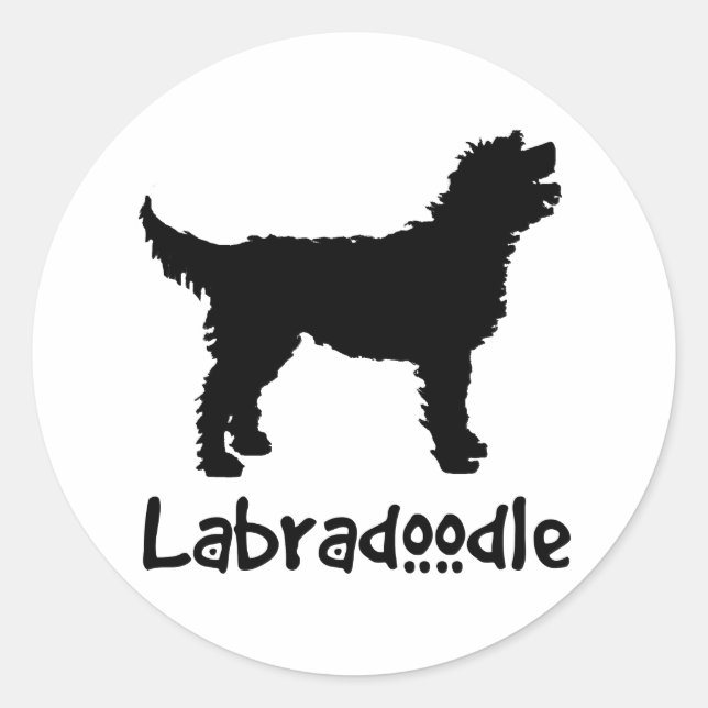 Labradoodle w/ Cool Text Classic Round Sticker (Front)