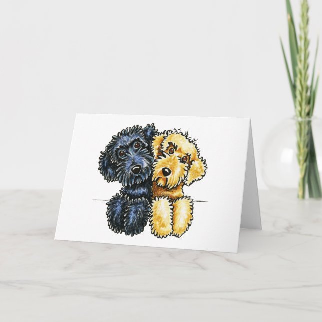 Labradoodles Black Yellow Lined Up Card (Front)