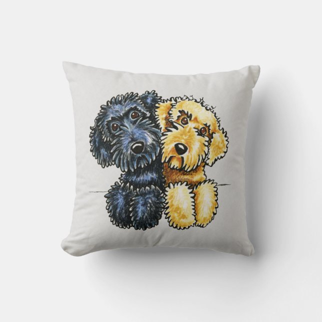 Labradoodles Black Yellow Lined Up Cushion (Front)