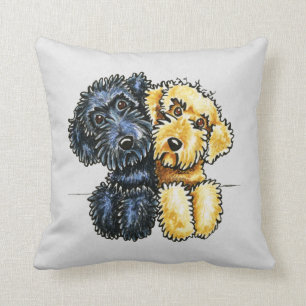 Labradoodles Black Yellow Lined Up Cushion