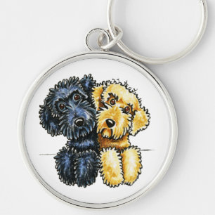 Labradoodles Black Yellow Lined Up Key Ring