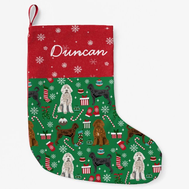 Labradoodles Dog custom name Small Christmas Stocking (Front)