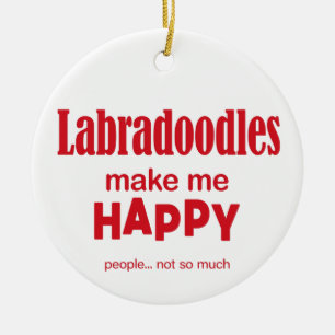 Labradoodles Make Me Happy Ceramic Tree Decoration