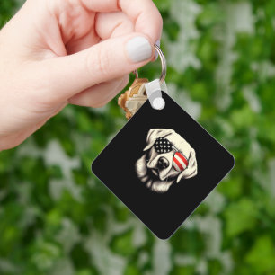 Labrador American Flag Sunglasses 4th of July Patr Key Ring