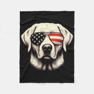 Labrador American Flag Sungles 4th Of July Patriot Fleece Blanket