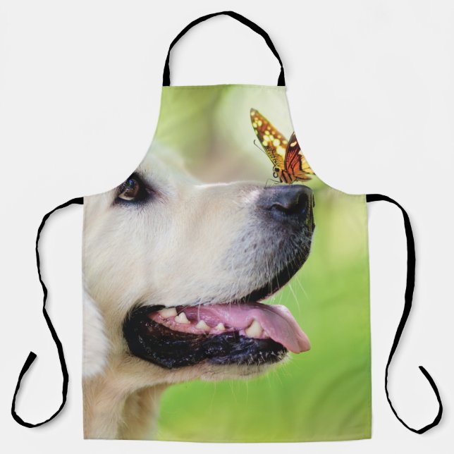 Labrador And Butterfly Throw Pillow Apron (Front)
