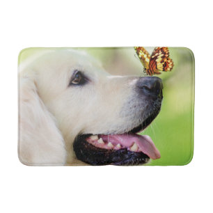 Labrador And Butterfly Throw Pillow Bath Mat