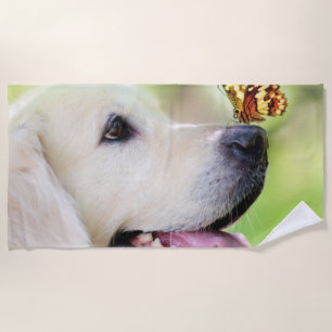 Labrador And Butterfly Throw Pillow Beach Towel