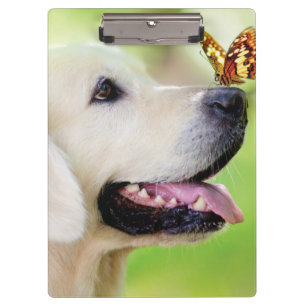 Labrador And Butterfly Throw Pillow Clipboard