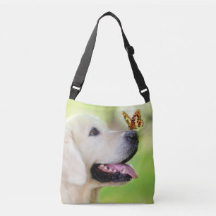 Labrador And Butterfly Throw Pillow Crossbody Bag