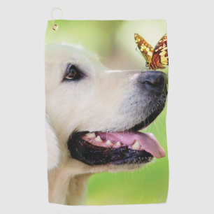 Labrador And Butterfly Throw Pillow Golf Towel