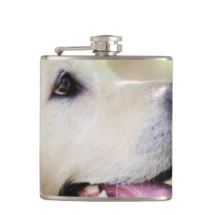 Labrador And Butterfly Throw Pillow Hip Flask