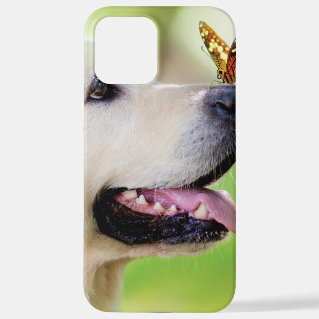 Labrador And Butterfly Throw Pillow iPhone Case (Back)