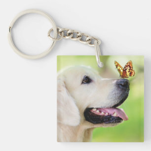 Labrador And Butterfly Throw Pillow Key Ring