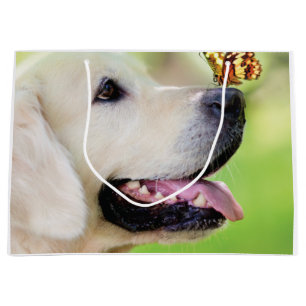 Labrador And Butterfly Throw Pillow Large Gift Bag