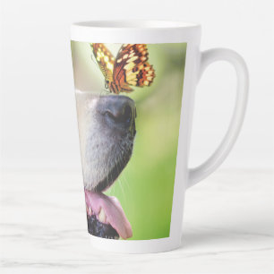 Labrador And Butterfly Throw Pillow Latte Mug
